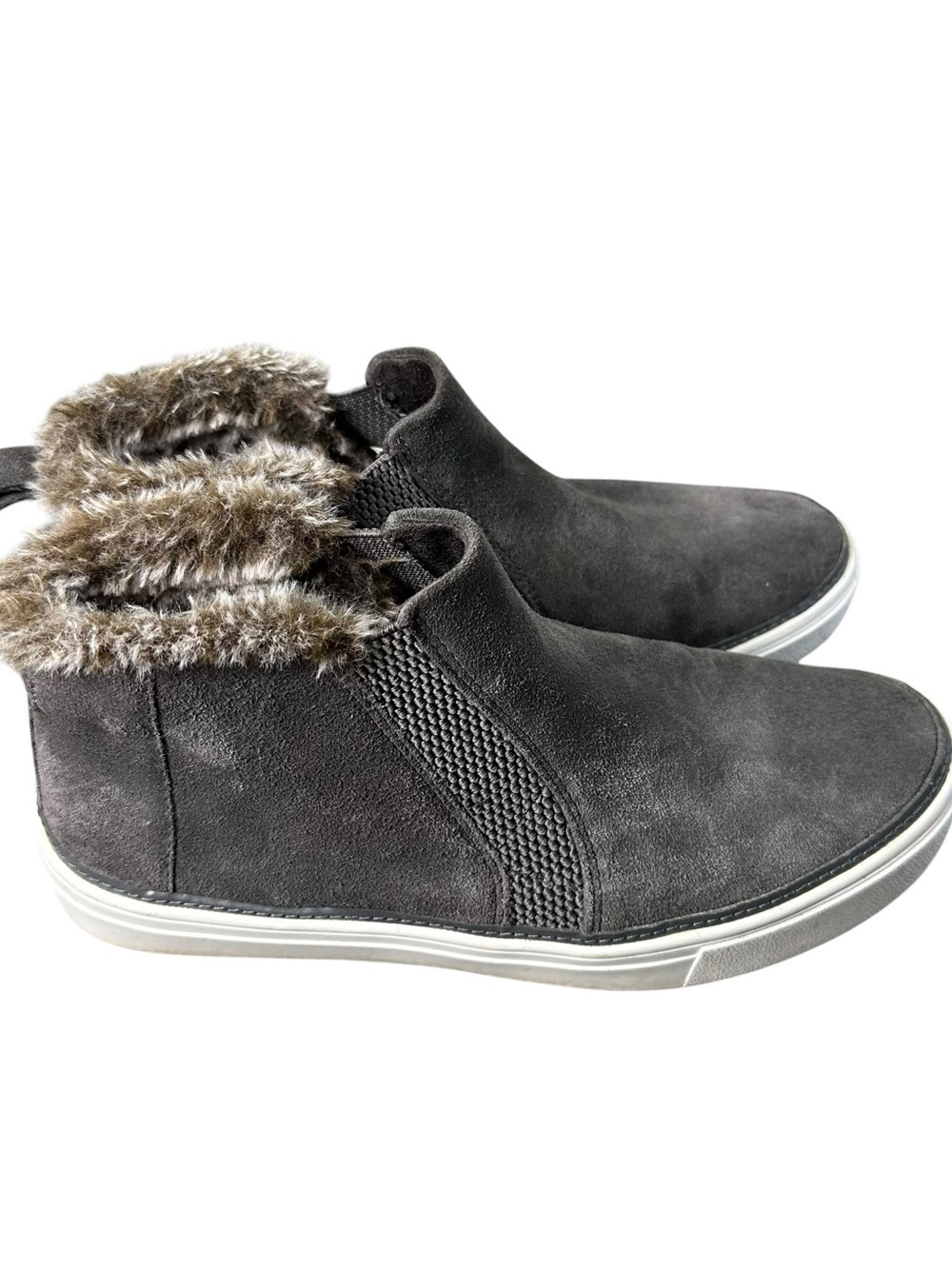 TOMS Womens Paxton Leather Suede Slip-Ons Forged Iron Grey Water Resistant Sz 8